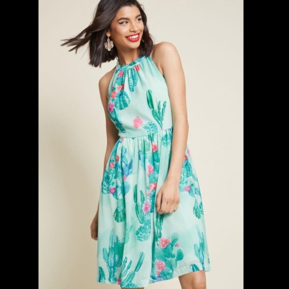 Modcloth Blogger The Better Cactus Halter Dress - image 6